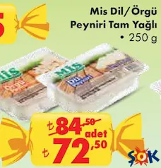 MİS DİL/ÖRGÜ PEYNİRİ TAM YAĞLI 250 G